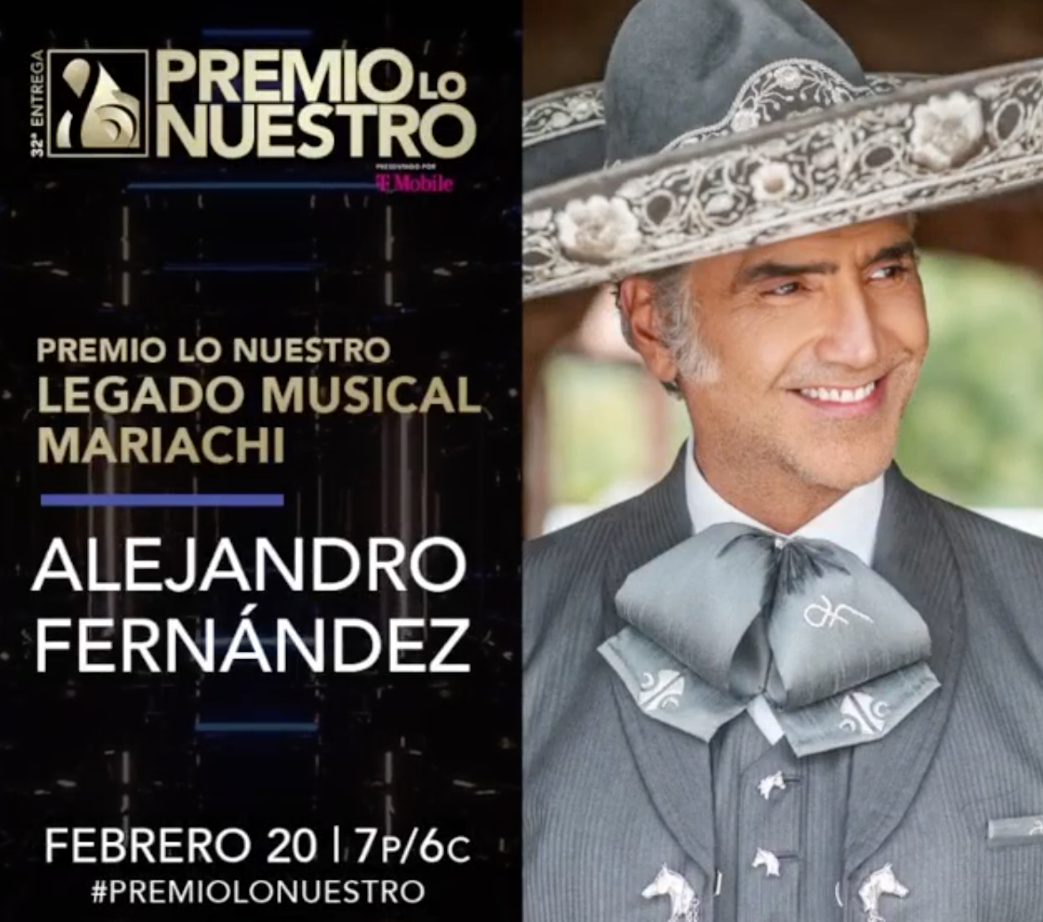 Alejandro Fernández será el primero en recibir el galardón especial "Premio Lo Nuestro Legado Musical - Mariachi"