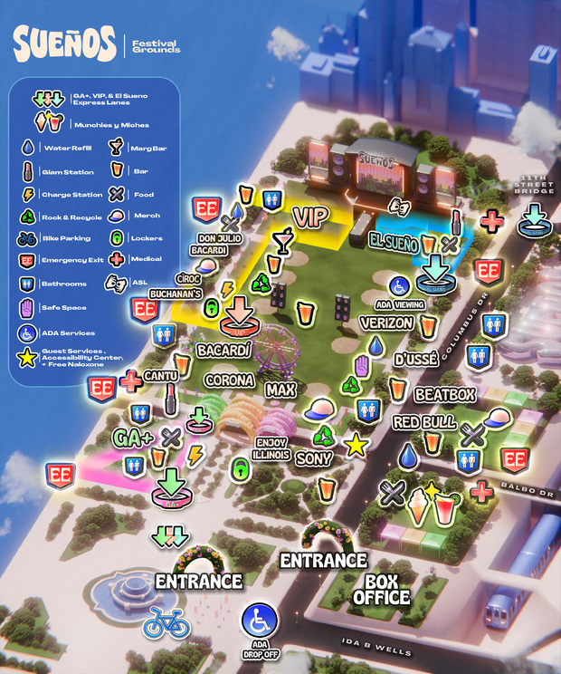 Sueños Festival in Chicago, festival map